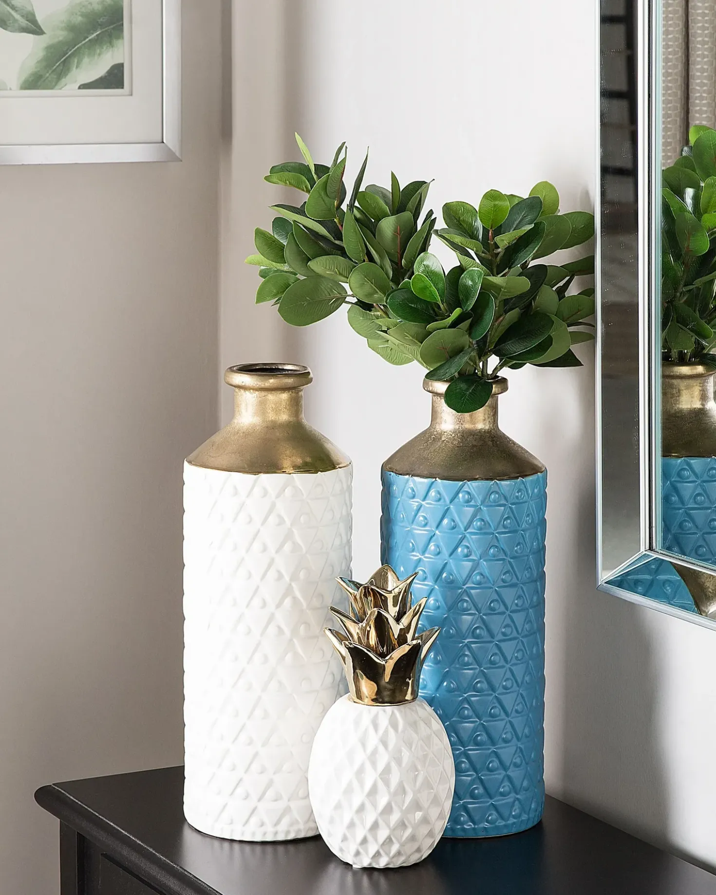 Accessorio decorativo Ananas TYANA Ceramica Bianco