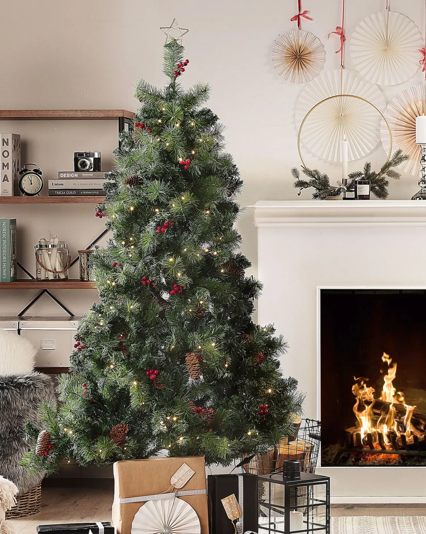 Albero di Natale artificiale LED JACINTO 180 cm Verde scuro
