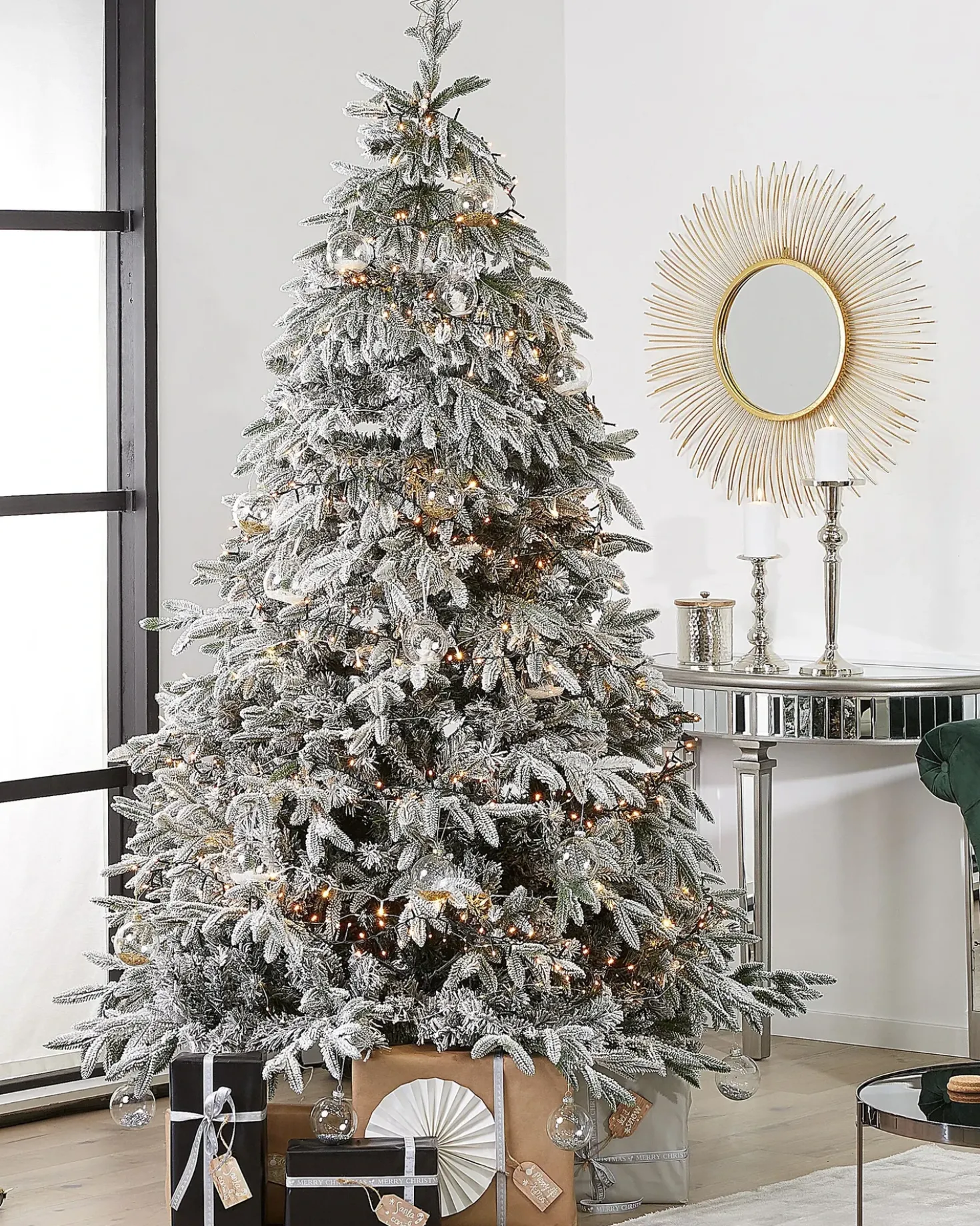 Albero natalizio innevato BASSIE 210 cm Bianco