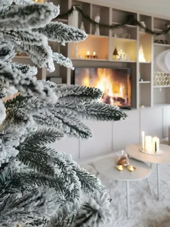 Albero natalizio innevato BASSIE 210 cm Bianco