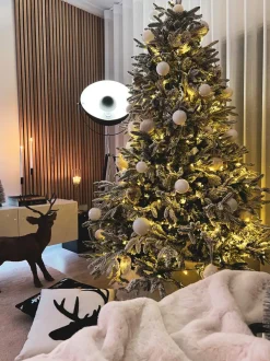 Albero natalizio innevato BASSIE 210 cm Bianco
