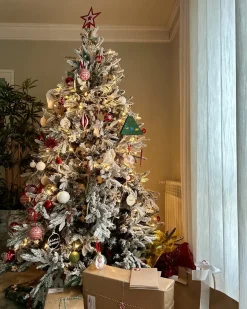 Albero natalizio innevato BASSIE 210 cm Bianco
