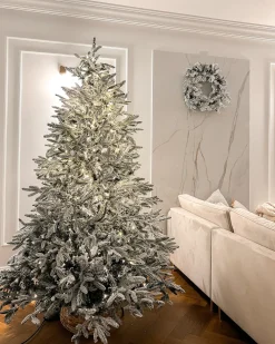 Albero natalizio innevato BASSIE 210 cm Bianco