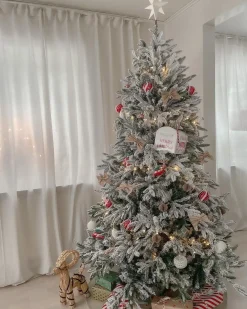 Albero natalizio innevato BASSIE 210 cm Bianco
