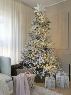 Albero natalizio innevato BASSIE 210 cm Bianco