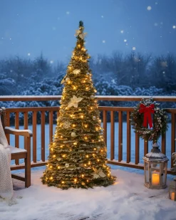 Albero natalizio innevato Pieghevole LED FIRVANA 185 cm Bianco