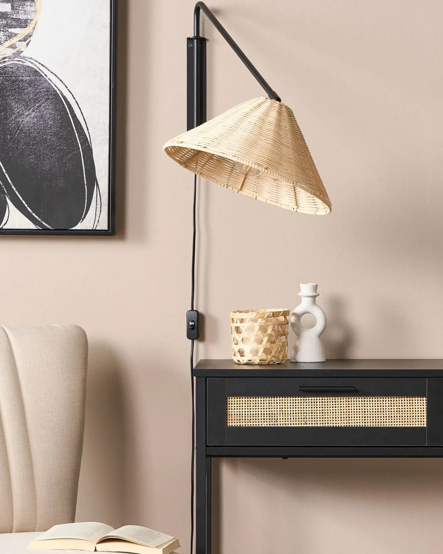 Applique PALENA Regolabile Rattan Naturale