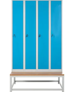 Armadietto a 4 porte con panca ATHLETE Metallo Grigio/Blu