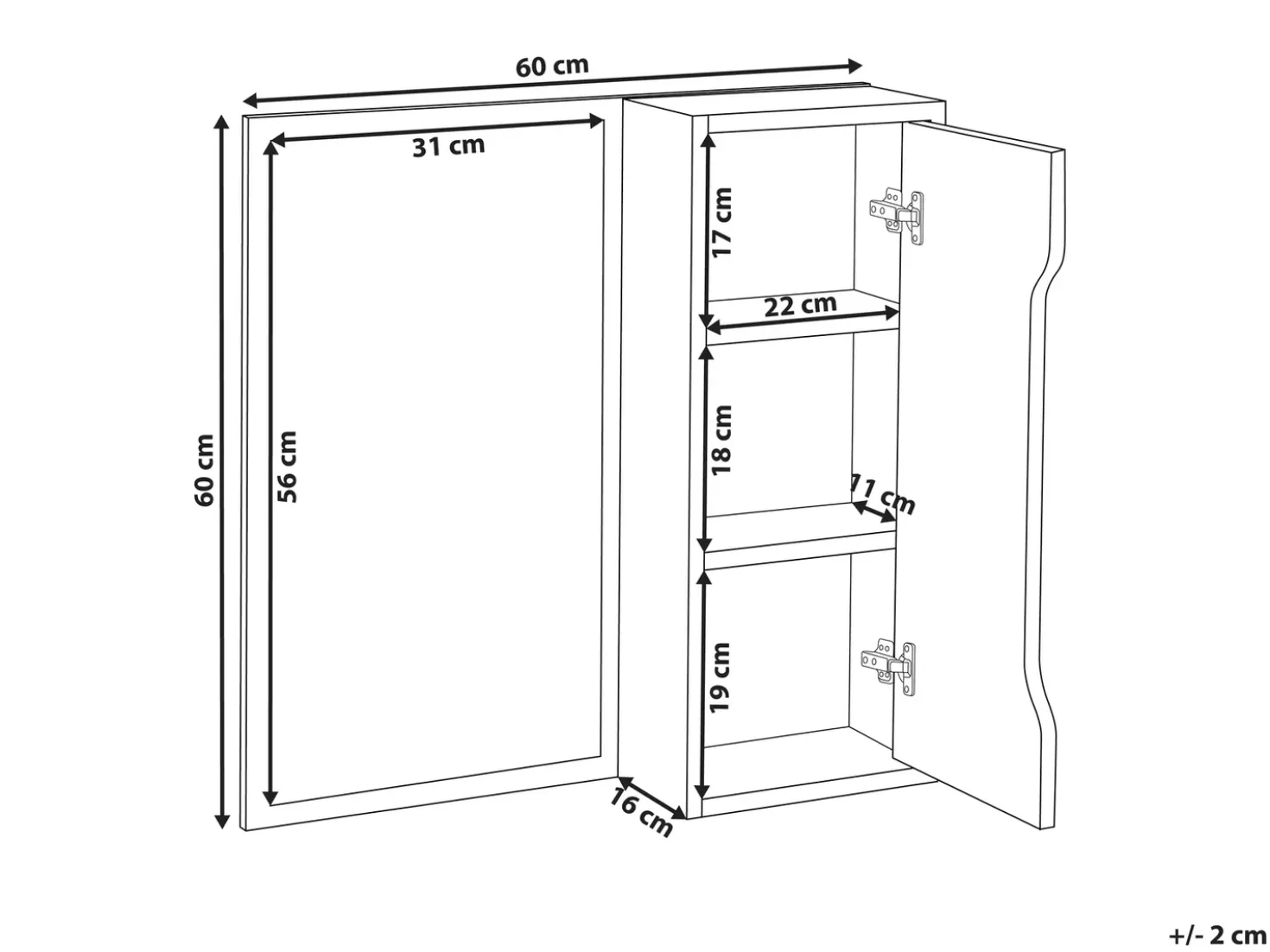Armadietto a parete PALMAS 60 cm 60 cm Bianco