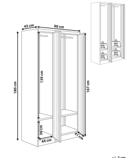 Armadietto a porta doppia ATHLETE Metallo Grigio/Bianco