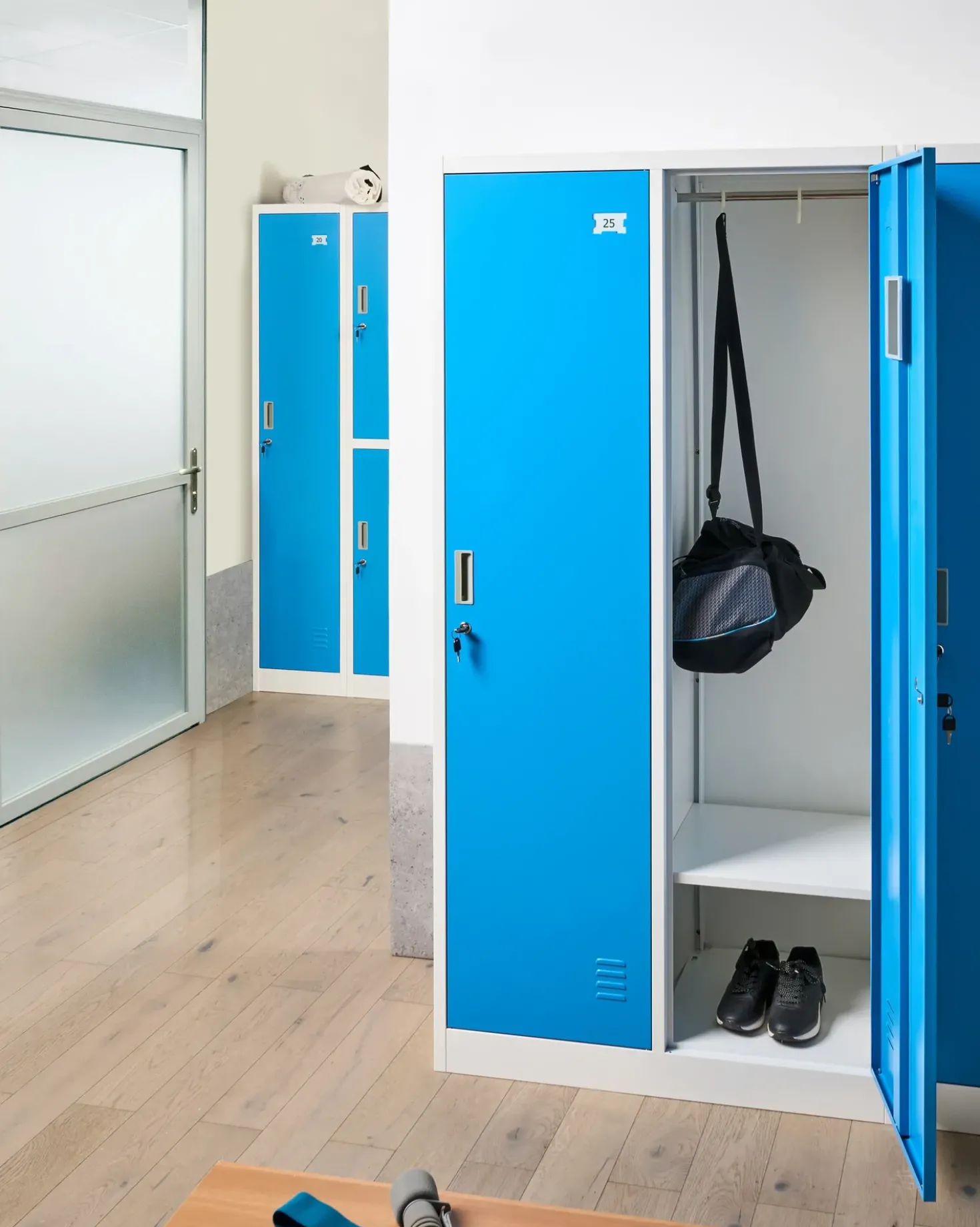 Armadietto a porta doppia ATHLETE Metallo Bianco/Blu