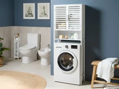 Armadietto da bagno OKARCHE Bambù 63 cm Bianco