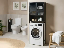 Armadietto da bagno OKARCHE Bambù 63 cm Nero