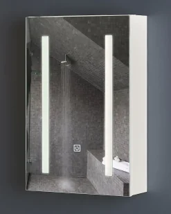 Armadio a muro per specchio da bagno LED CAMERON 40 cm 60 cm Bianco