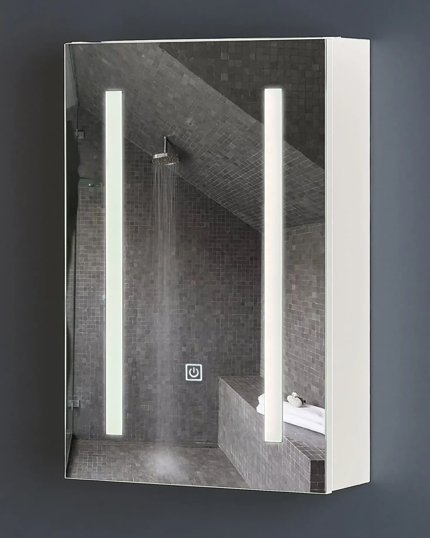 Armadio a muro per specchio da bagno LED CAMERON 40 cm 60 cm Bianco