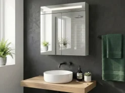 Armadio a muro per specchio da bagno LED JARAMILLO 60 cm 60 cm Bianco