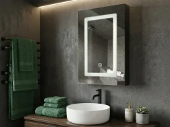 Armadio a muro per specchio da bagno LED CONDOR 40 cm 60 cm Nero