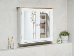 Armadio a muro per specchio da bagno ALAMOS 65 cm 60 cm Bianco