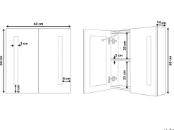 Armadio a muro per specchio da bagno LED CHABUNCO 60 cm 60 cm Nero