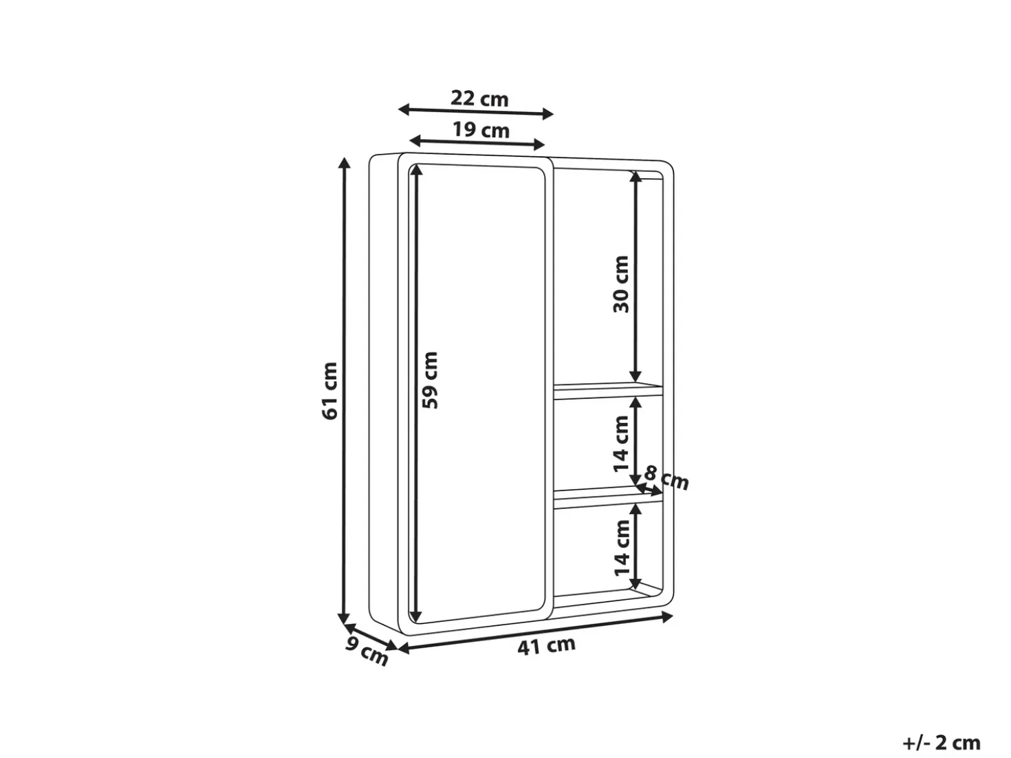 Armadio a muro per specchio da bagno GUATAVITA 41 cm 61 cm Marrone chiaro