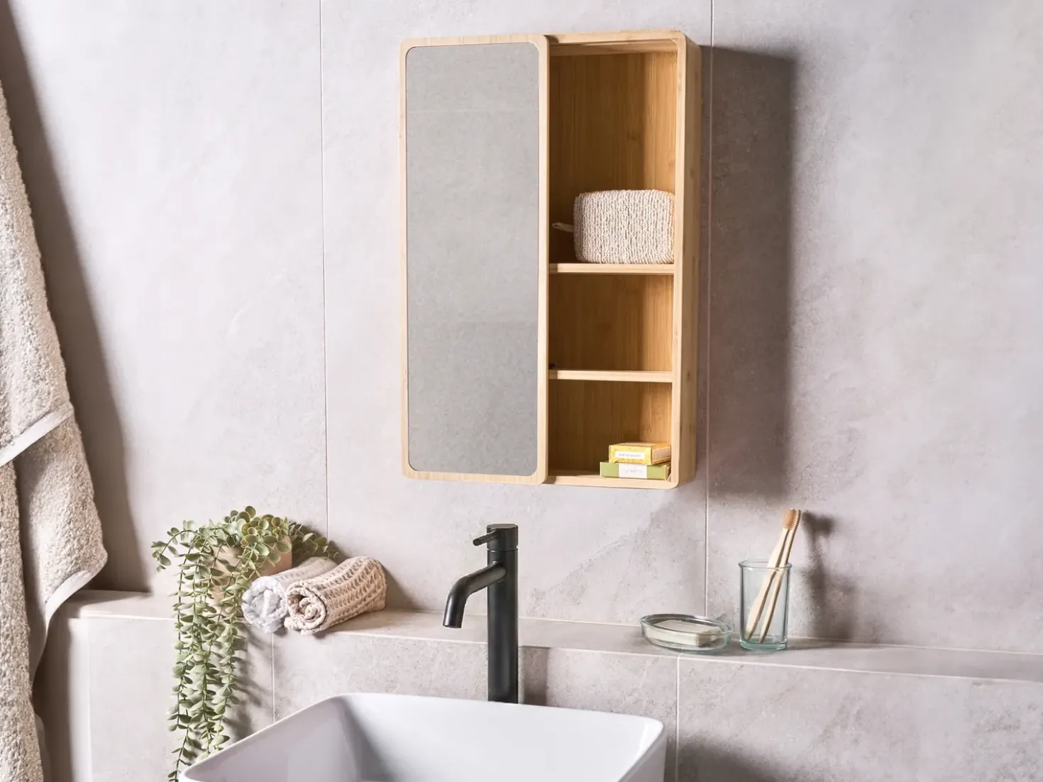Armadio a muro per specchio da bagno GUATAVITA 41 cm 61 cm Marrone chiaro