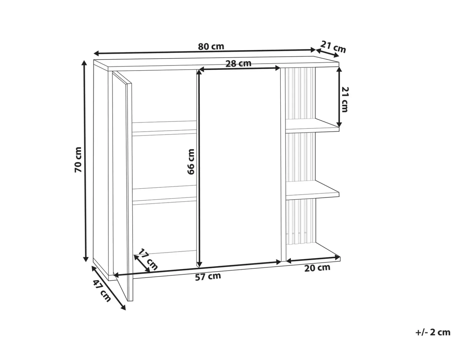Armadio a muro per specchio da bagno NUBES 80 cm 70 cm Bianco