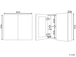 Armadio a muro per specchio da bagno NAVARRA 80 cm 70 cm Nero
