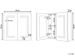 Armadio a muro per specchio da bagno LED MAZARREDO 60 cm 60 cm Bianco