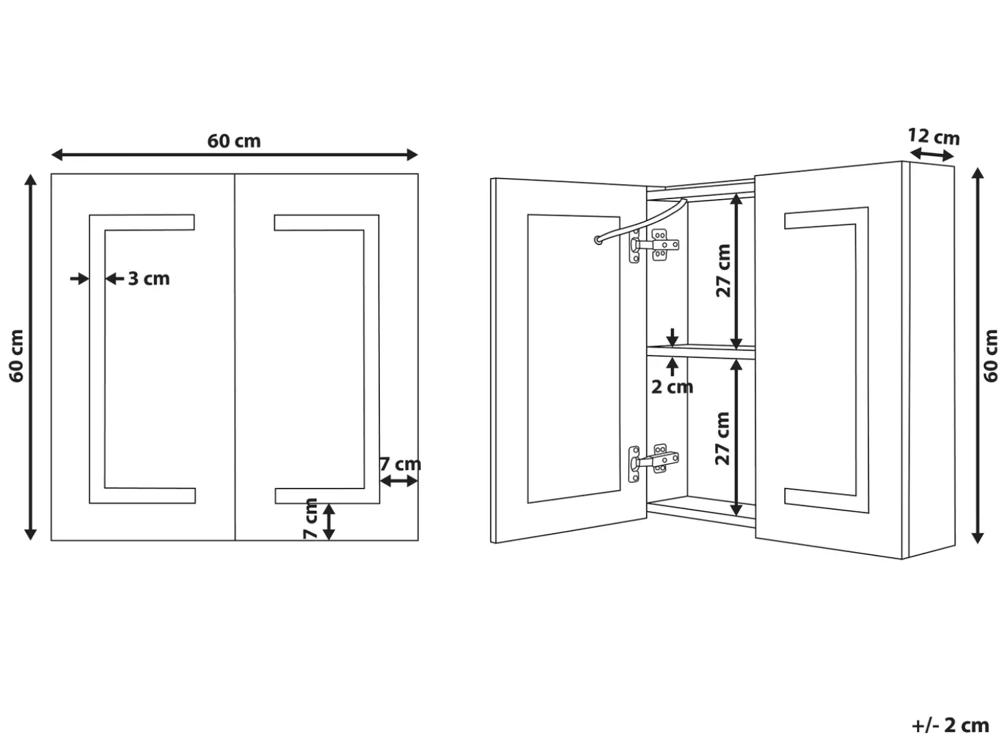 Armadio a muro per specchio da bagno LED MAZARREDO 60 cm 60 cm Bianco
