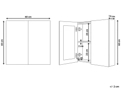 Armadio a muro per specchio da bagno NAVARRA 60 cm 60 cm Bianco
