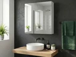 Armadio a muro per specchio da bagno NAVARRA 80 cm 70 cm Bianco
