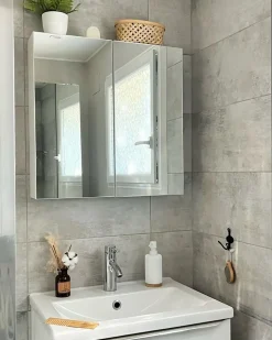 Armadio a muro per specchio da bagno NAVARRA 80 cm 70 cm Bianco