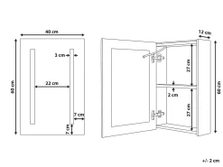 Armadio a muro per specchio da bagno LED CAMERON 40 cm 60 cm Nero