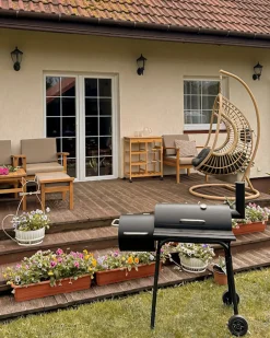 Barbecue a carbonella KATLA con affumicatore Metallo Nero