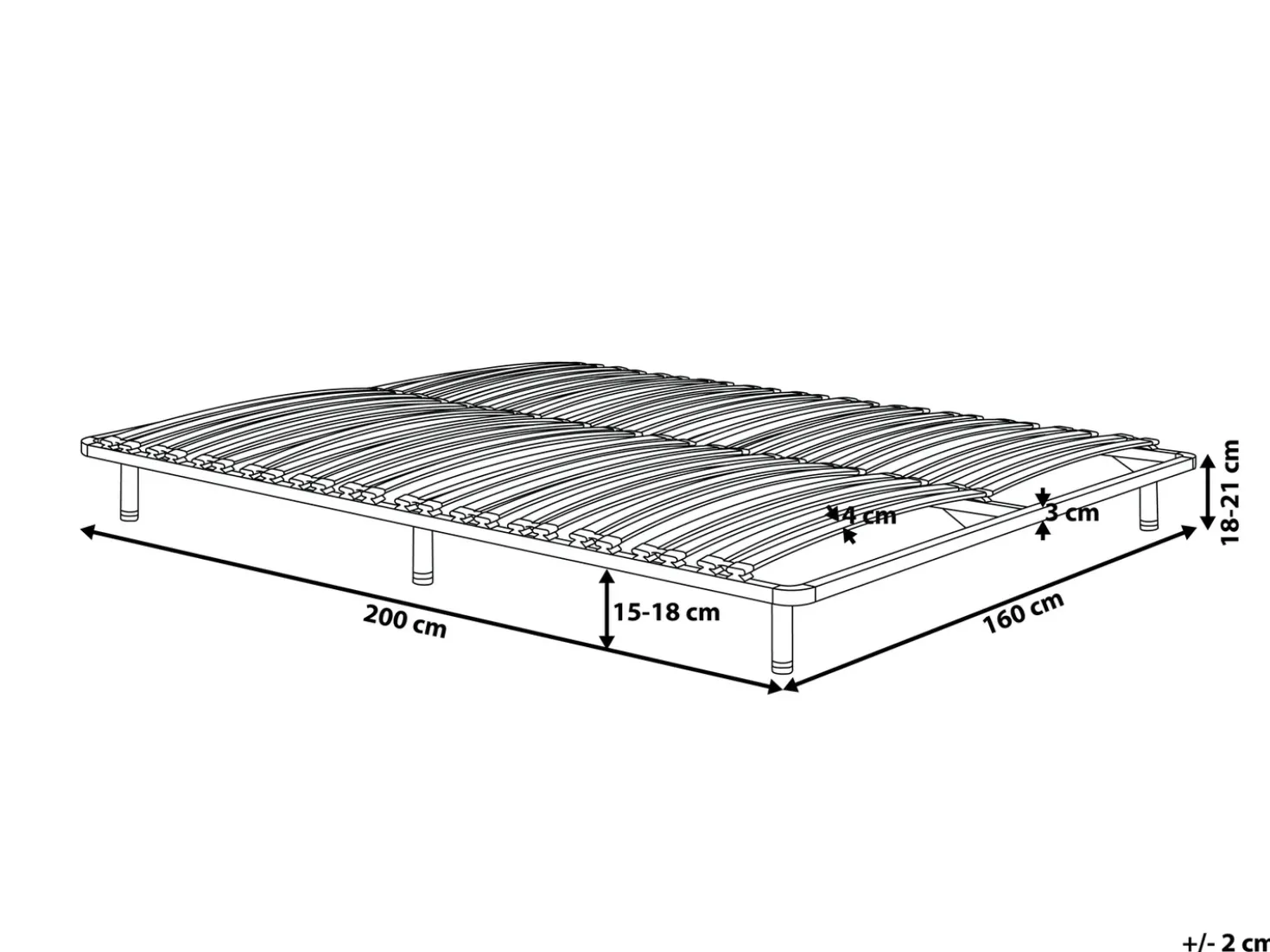 Base letto a doghe freestanding COMBOURG 160 x 200 cm