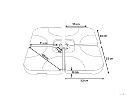 Base per ombrellone CARIA Nero Quadrata 9 kg