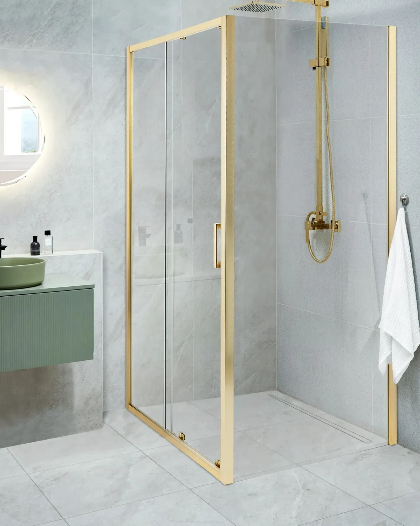Cabina doccia YORO 80 x 100 x 185 cm Oro
