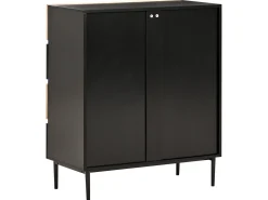 Cassettiera 4 cassetti BLYTHE Frassino naturale Nero