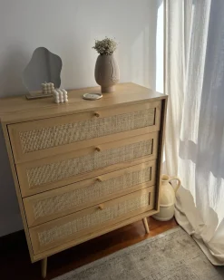 Cassettiera 4 cassetti PEROTE Rattan Marrone chiaro