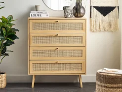 Cassettiera 4 cassetti PEROTE Rattan Marrone chiaro