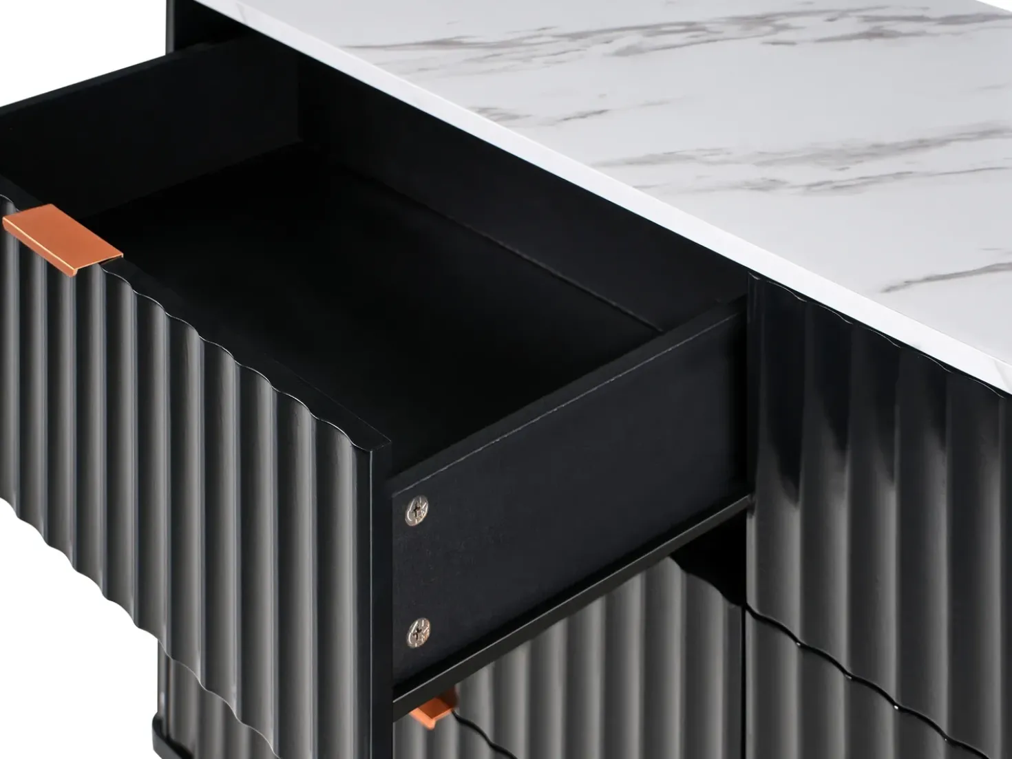 Cassettiera a 6 cassetti GLASTONBURY Marmo/Nero