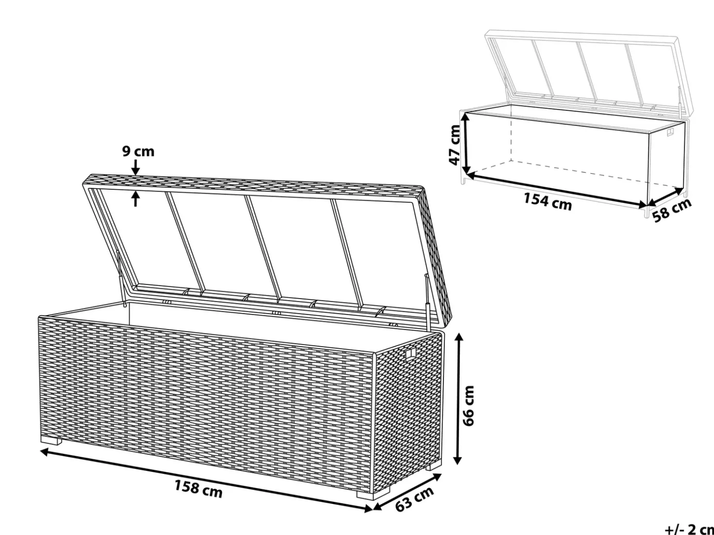 Cesta MODENA 158 cm 63 cm Bianco