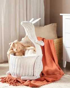 Cestino per bambini Canguro KAPITI Rattan Bianco