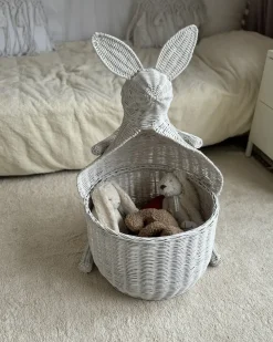 Cestino per bambini Canguro KAPITI Rattan Bianco