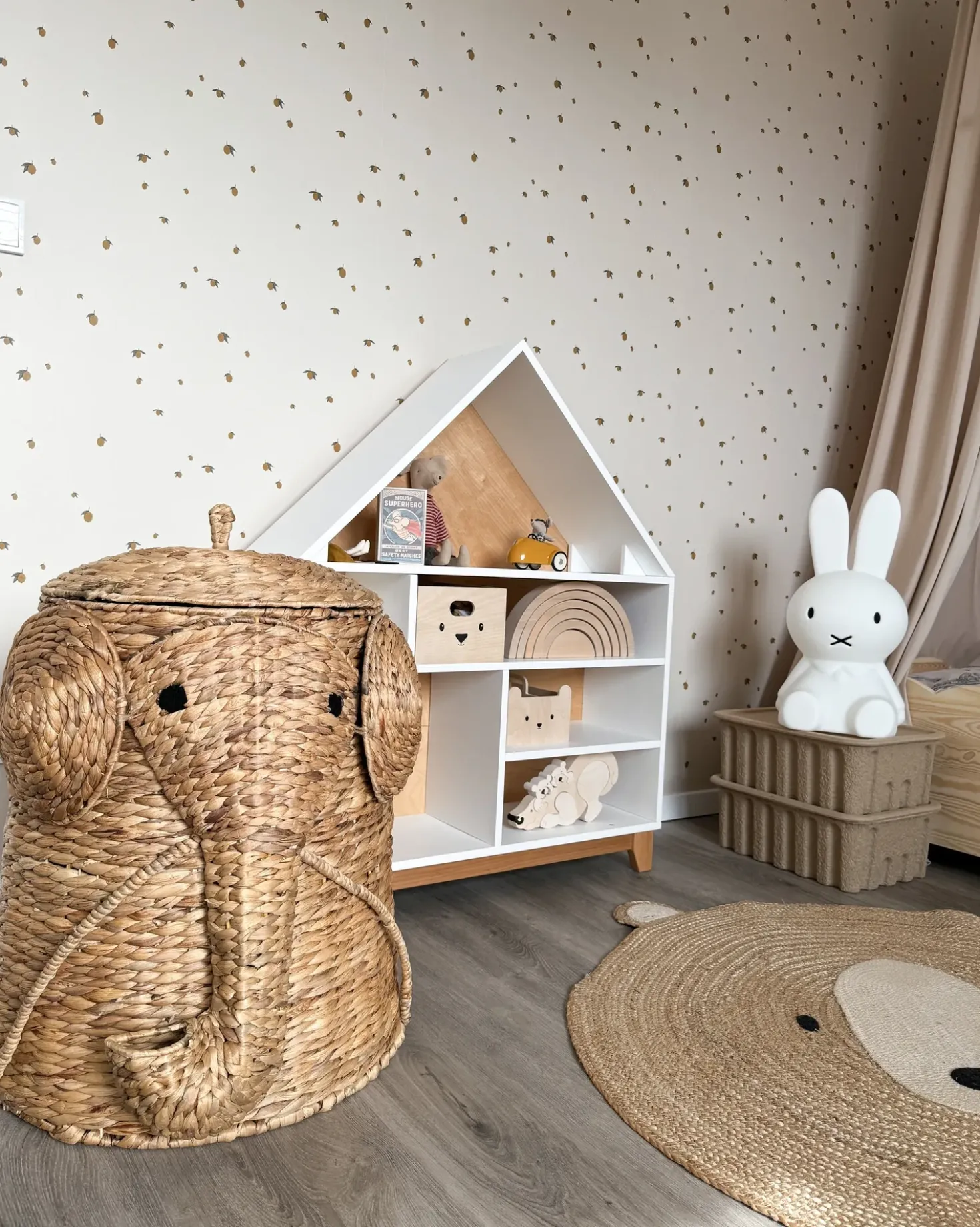 Cestino per bambini Elefante DOGON Vimini Naturale