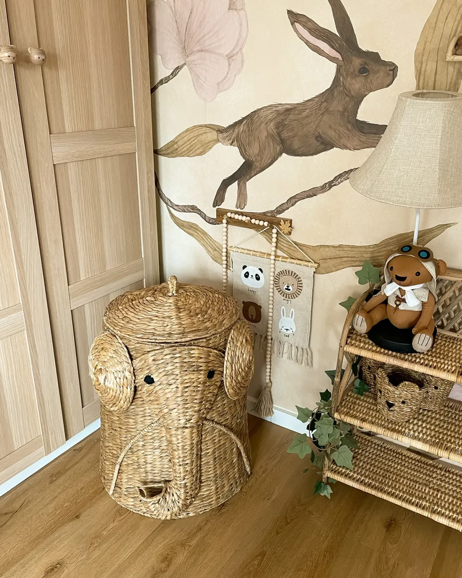 Cestino per bambini Elefante DOGON Vimini Naturale
