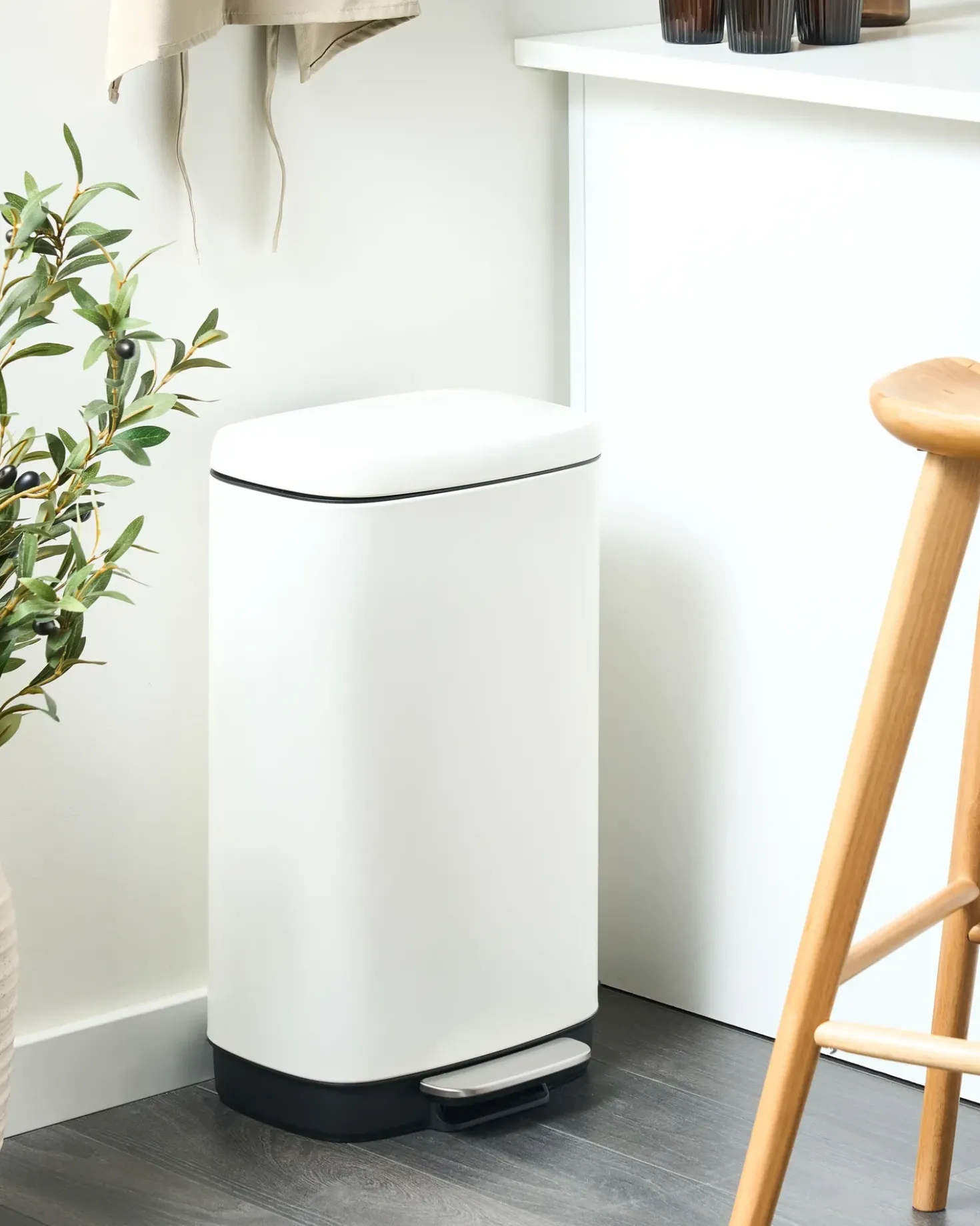 Cestino per i rifiuti 30 L ECOCOLLECT Metallo Bianco