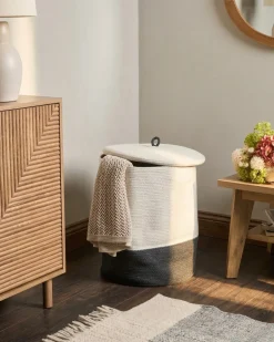 Cestino SILOPI Cotone Bianco/Grigio scuro