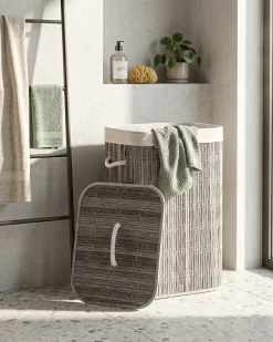 Cesto per la biancheria Con coperchio TRANCURA Tessuto Grigio 72 L
