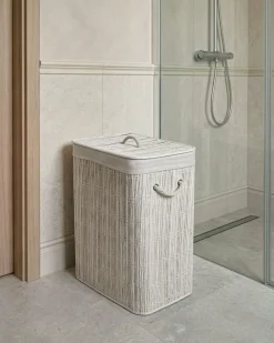Cesto per la biancheria Con coperchio TRANCURA Tessuto Bianco 72 L